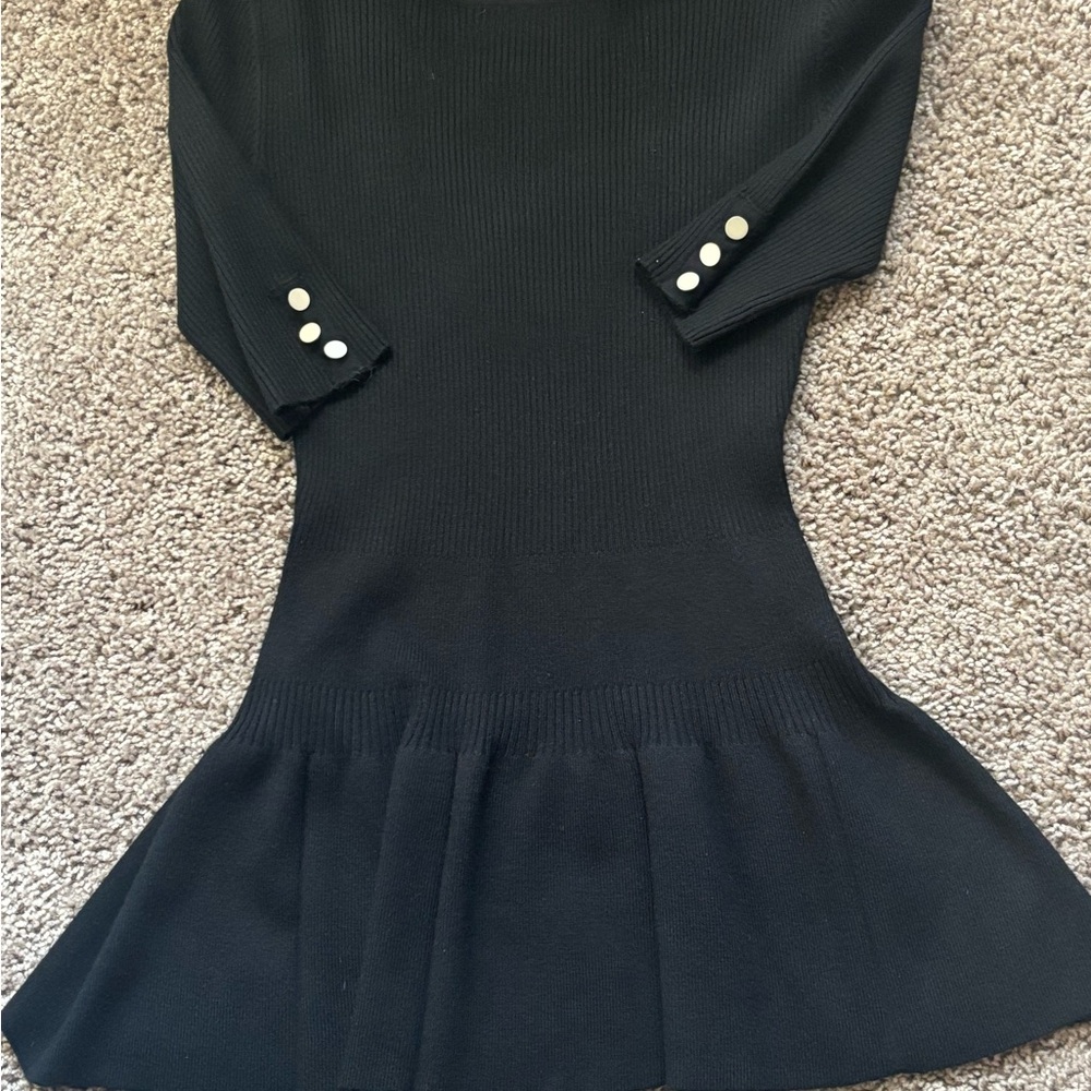 NWOT Black Ribbed Women's Sweater with Button Accents